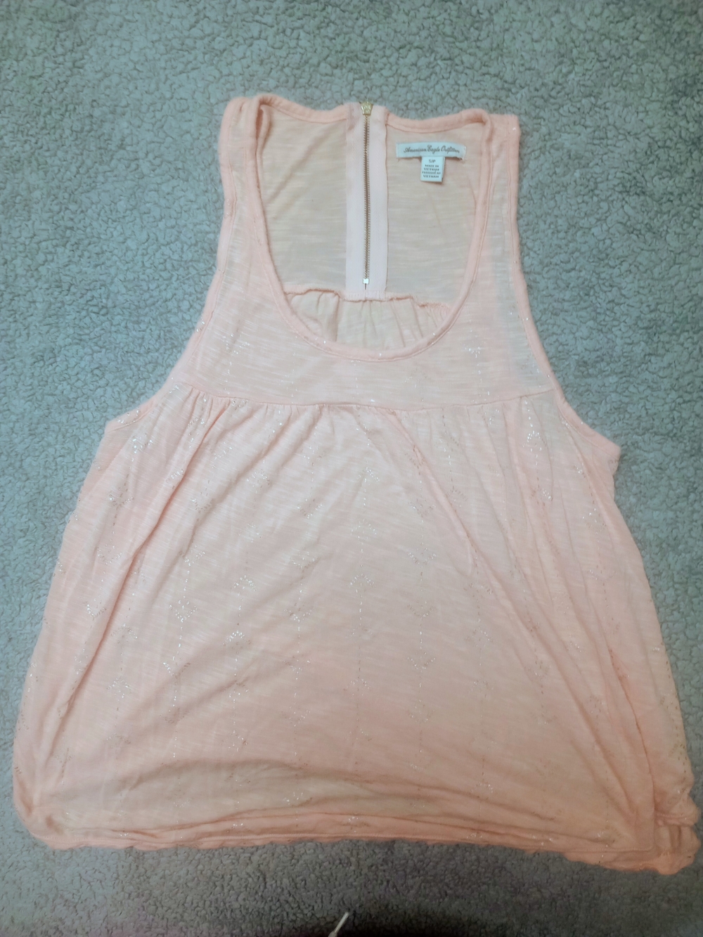 American Eagle Outfitters Peach Sparkle Tank Top Size S/P